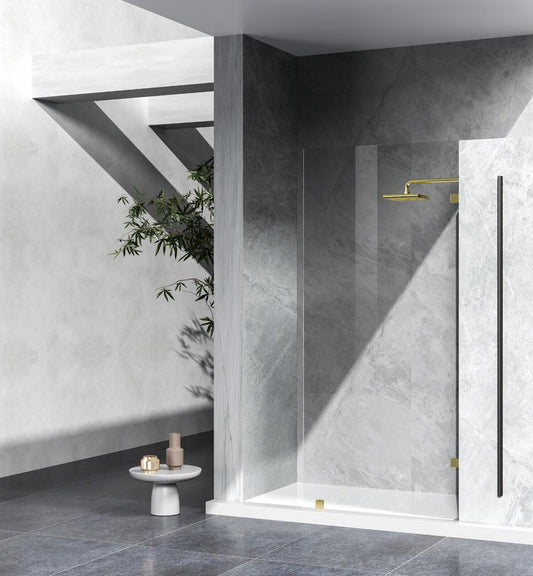 Elegant Furniture & Lighting - Laredo Fixed frameless shower door 35 x 78 Brushed Gold - SD155-3578BGD view 2
