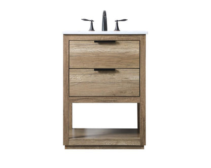 Elegant Furniture & Lighting - Larkin 24 Inch SIngle Bathroom Vanity In Natural Oak - VF19224NT veiw 1