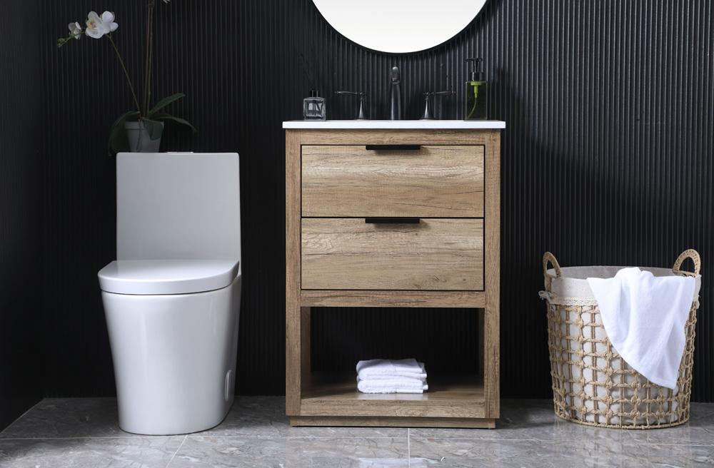 Elegant Furniture & Lighting - Larkin 24 Inch SIngle Bathroom Vanity In Natural Oak - VF19224NT veiw 2