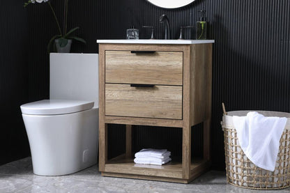 Elegant Furniture & Lighting - Larkin 24 Inch SIngle Bathroom Vanity In Natural Oak - VF19224NT veiw 3