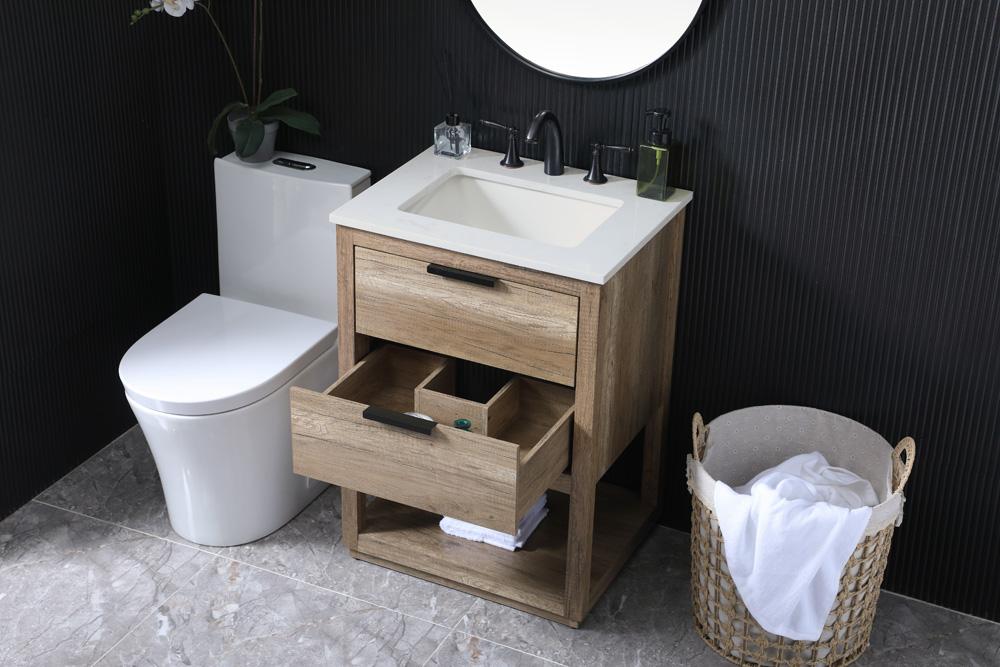 Elegant Furniture & Lighting - Larkin 24 Inch SIngle Bathroom Vanity In Natural Oak - VF19224NT veiw 4