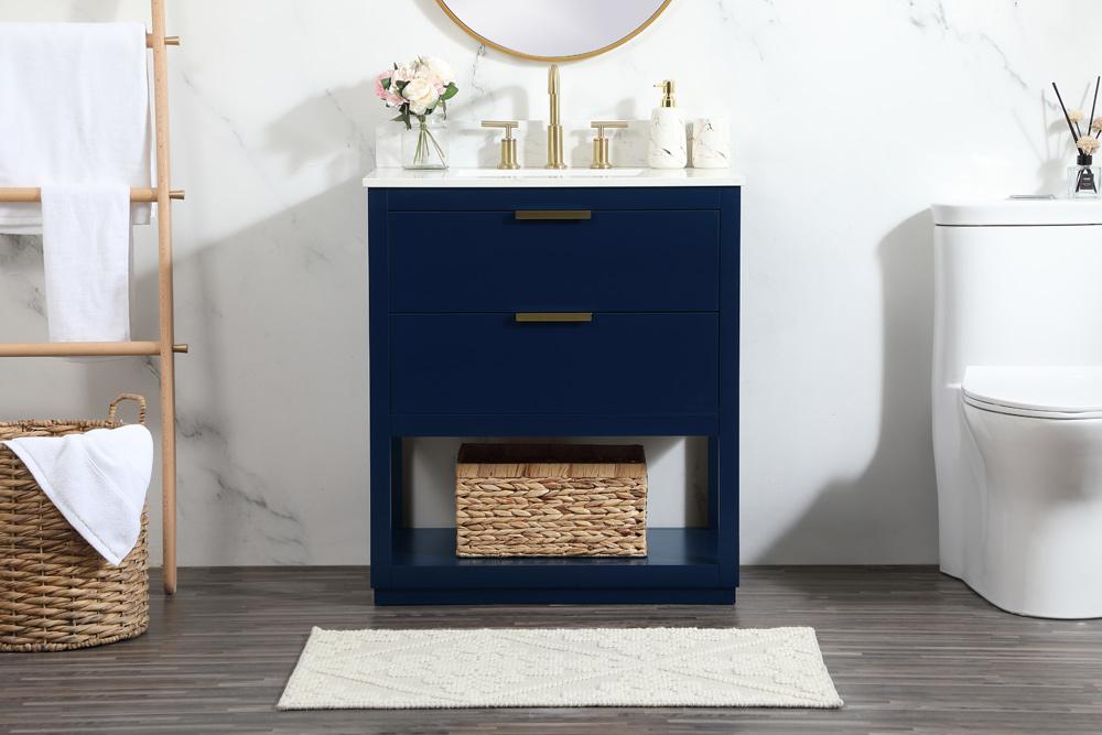 Elegant Furniture & Lighting - Larkin 30 inch Single bathroom vanity in blue with backsplash - VF19230BL-BS veiw 2