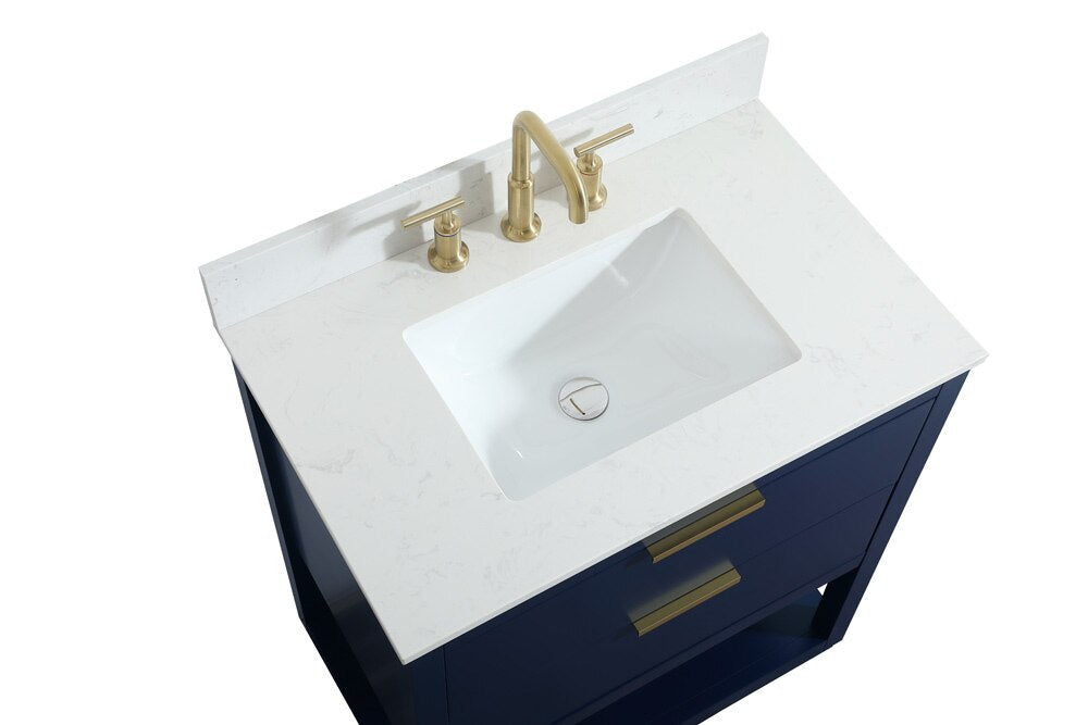 Elegant Furniture & Lighting - Larkin 30 inch Single bathroom vanity in blue with backsplash - VF19230BL-BS veiw 3