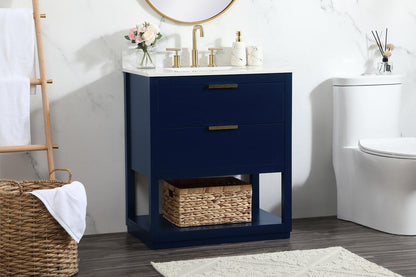 Elegant Furniture & Lighting - Larkin 30 inch Single bathroom vanity in blue with backsplash - VF19230BL-BS veiw 9