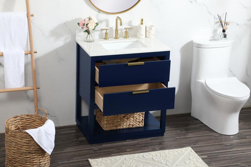 Elegant Furniture & Lighting - Larkin 30 inch Single bathroom vanity in blue with backsplash - VF19230BL-BS veiw 10