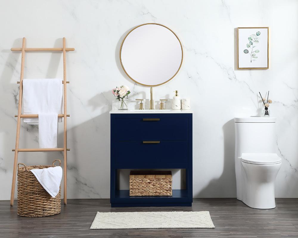Elegant Furniture & Lighting - Larkin 30 inch Single bathroom vanity in blue with backsplash - VF19230BL-BS veiw 11