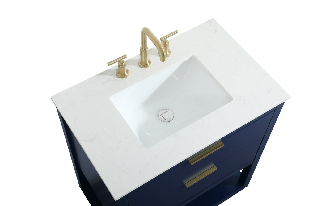 Elegant Furniture & Lighting - Larkin 30 inch Single bathroom vanity in blue - VF19230BL veiw 3