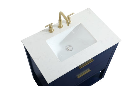 Elegant Furniture & Lighting - Larkin 30 inch Single bathroom vanity in blue - VF19230BL veiw 3