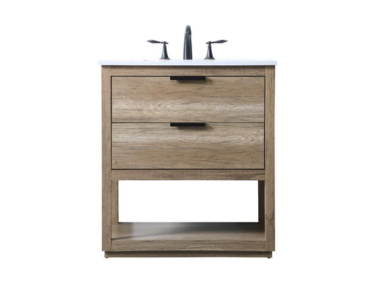 Elegant Furniture & Lighting - Larkin 30 Inch SIngle Bathroom Vanity In Natural Oak - VF19230NT veiw 1