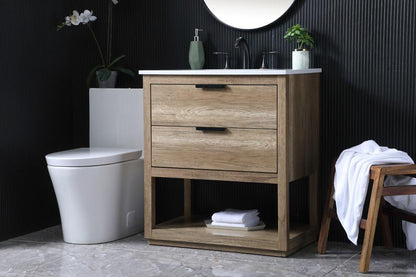 Elegant Furniture & Lighting - Larkin 30 Inch SIngle Bathroom Vanity In Natural Oak - VF19230NT veiw 3