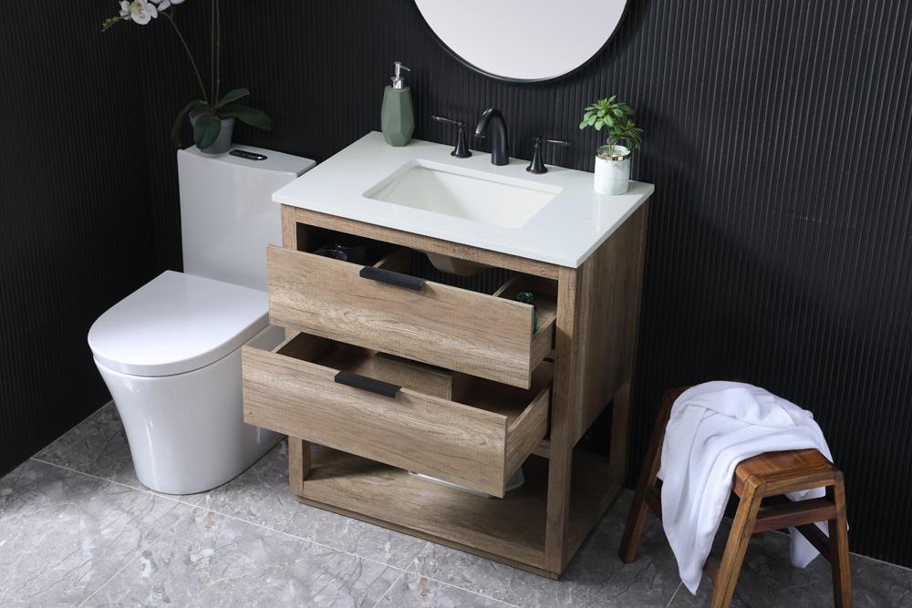 Elegant Furniture & Lighting - Larkin 30 Inch SIngle Bathroom Vanity In Natural Oak - VF19230NT veiw 4