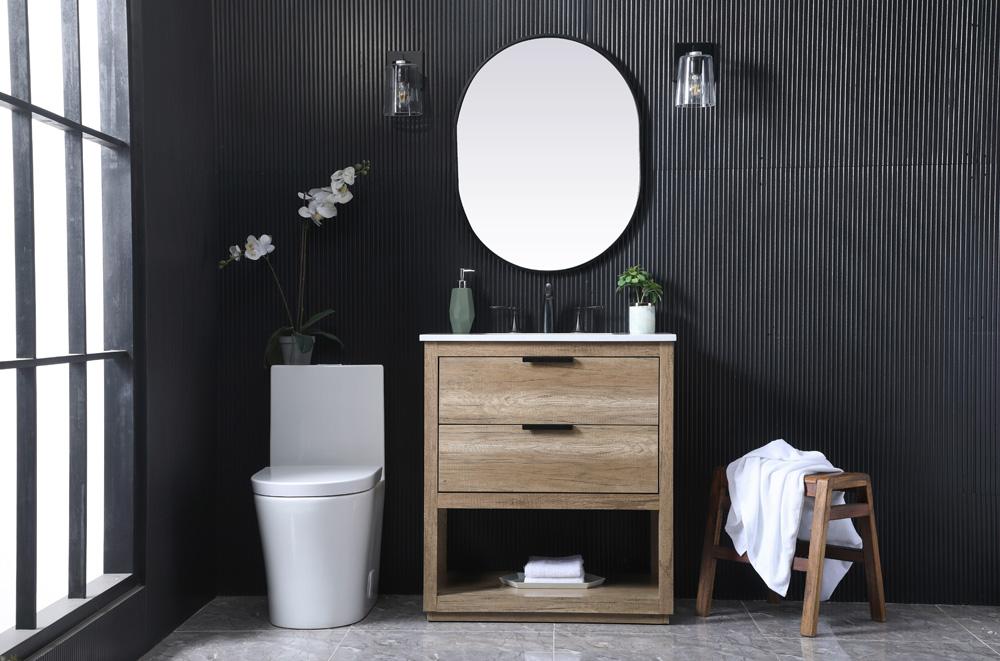 Elegant Furniture & Lighting - Larkin 30 Inch SIngle Bathroom Vanity In Natural Oak - VF19230NT veiw 5