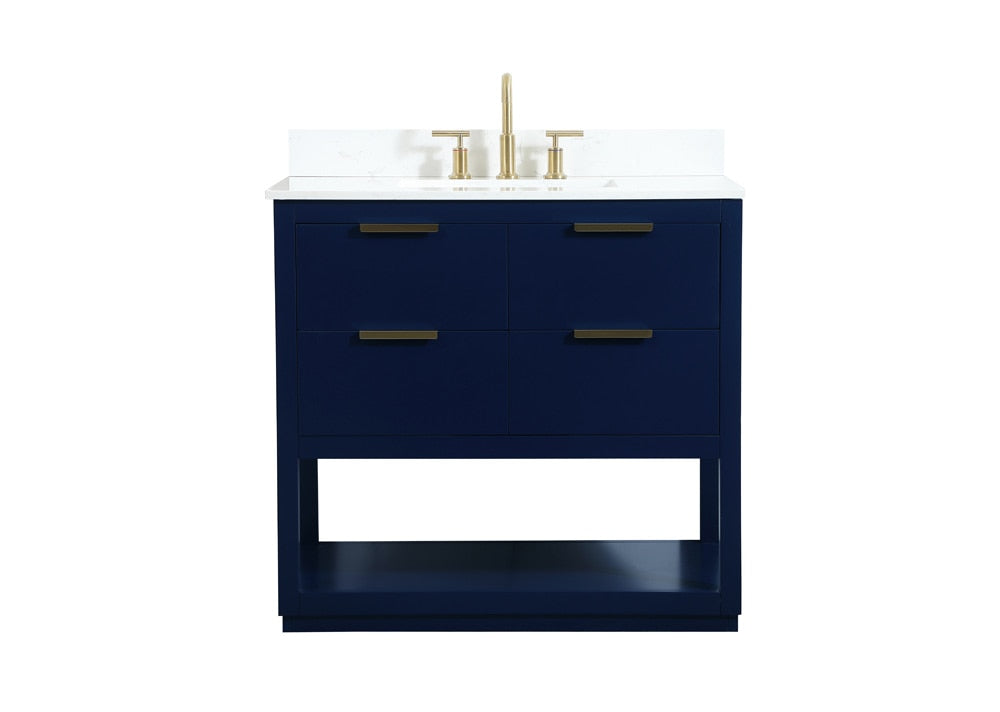Elegant Furniture & Lighting - Larkin 36 inch Single bathroom vanity in blue with backsplash - VF19236BL-BS veiw 1