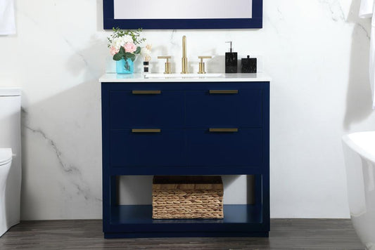 Elegant Furniture & Lighting - Larkin 36 inch Single bathroom vanity in blue with backsplash - VF19236BL-BS veiw 2