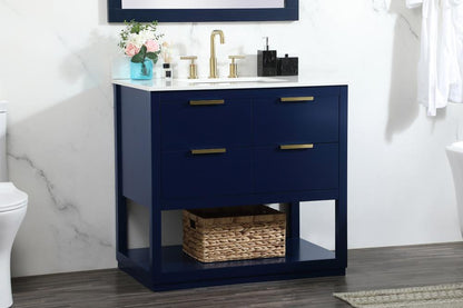 Elegant Furniture & Lighting - Larkin 36 inch Single bathroom vanity in blue with backsplash - VF19236BL-BS veiw 9