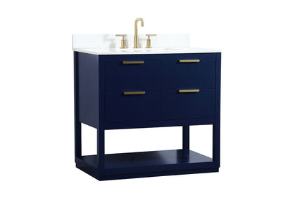 Elegant Furniture & Lighting - Larkin 36 inch Single bathroom vanity in blue with backsplash - VF19236BL-BS veiw 14