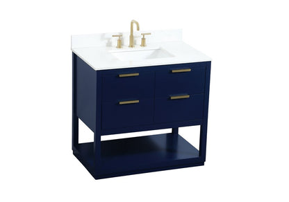 Elegant Furniture & Lighting - Larkin 36 inch Single bathroom vanity in blue with backsplash - VF19236BL-BS veiw 15