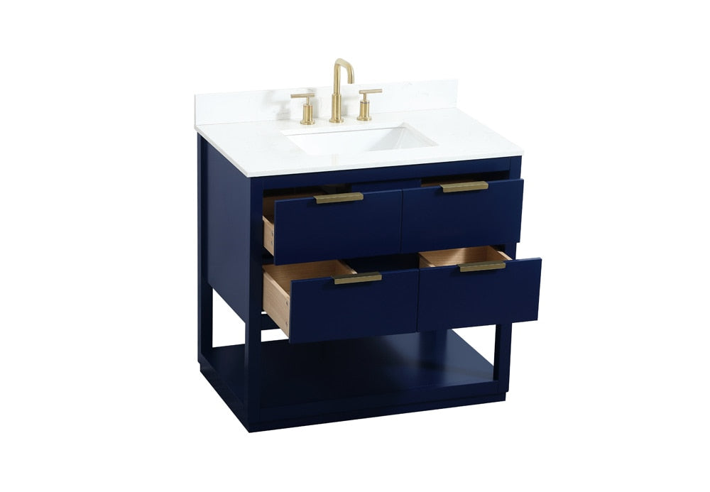 Elegant Furniture & Lighting - Larkin 36 inch Single bathroom vanity in blue with backsplash - VF19236BL-BS veiw 16