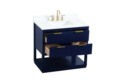 Elegant Furniture & Lighting - Larkin 36 inch Single bathroom vanity in blue with backsplash - VF19236BL-BS veiw 16