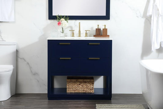 Elegant Furniture & Lighting - Larkin 36 inch Single bathroom vanity in blue - VF19236BL veiw 2