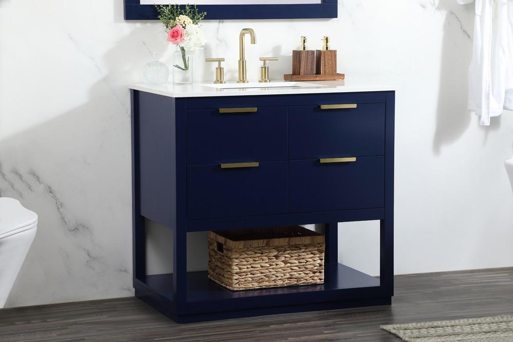 Elegant Furniture & Lighting - Larkin 36 inch Single bathroom vanity in blue - VF19236BL veiw 9