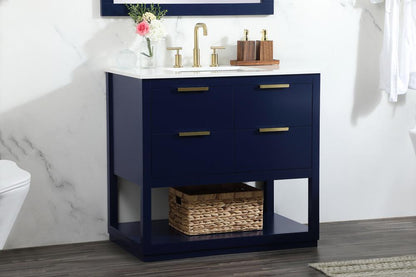 Elegant Furniture & Lighting - Larkin 36 inch Single bathroom vanity in blue - VF19236BL veiw 9