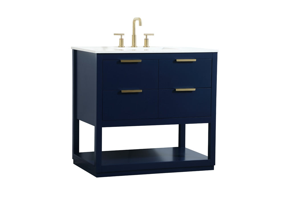 Elegant Furniture & Lighting - Larkin 36 inch Single bathroom vanity in blue - VF19236BL veiw 14