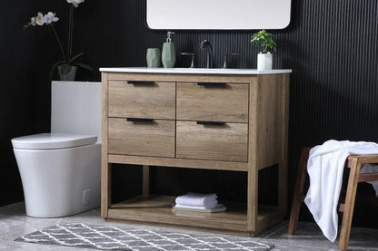 Elegant Furniture & Lighting - Larkin 36 Inch SIngle Bathroom Vanity In Natural Oak - VF19236NT veiw 3