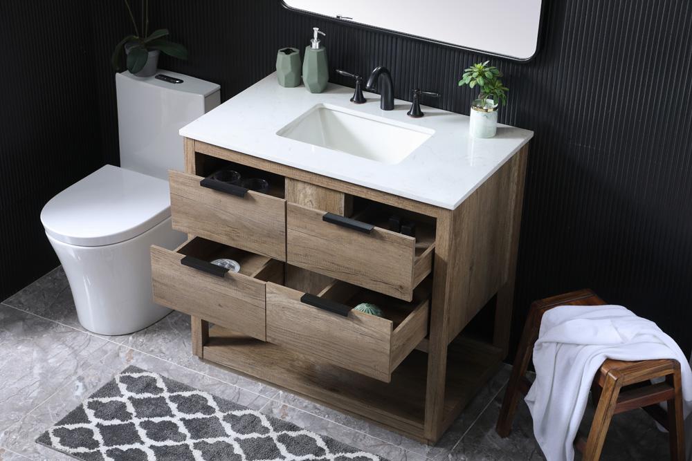 Elegant Furniture & Lighting - Larkin 36 Inch SIngle Bathroom Vanity In Natural Oak - VF19236NT veiw 4
