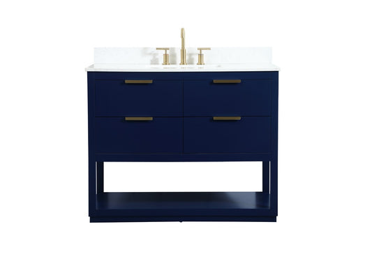 Elegant Furniture & Lighting - Larkin 42 inch Single bathroom vanity in blue with backsplash - VF19242BL-BS veiw 1
