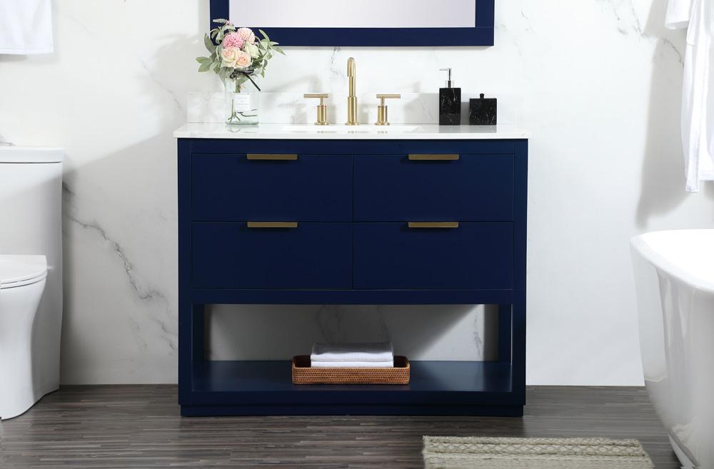 Elegant Furniture & Lighting - Larkin 42 inch Single bathroom vanity in blue with backsplash - VF19242BL-BS veiw 2