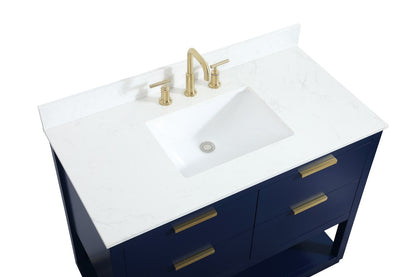 Elegant Furniture & Lighting - Larkin 42 inch Single bathroom vanity in blue with backsplash - VF19242BL-BS veiw 3