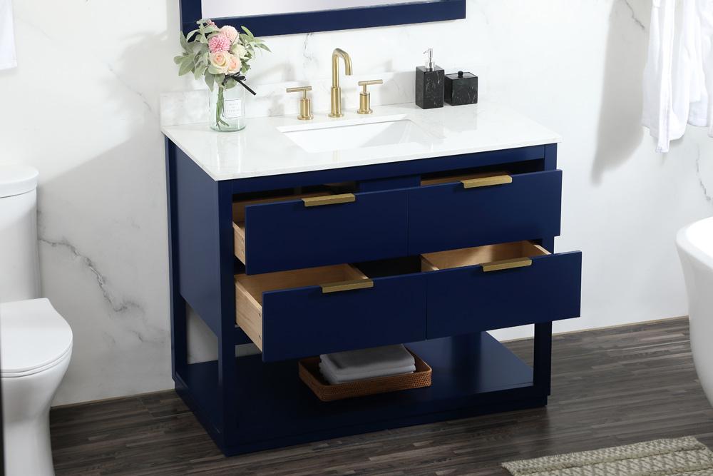 Elegant Furniture & Lighting - Larkin 42 inch Single bathroom vanity in blue with backsplash - VF19242BL-BS veiw 10
