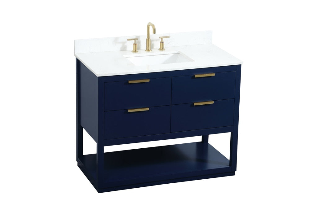 Elegant Furniture & Lighting - Larkin 42 inch Single bathroom vanity in blue with backsplash - VF19242BL-BS veiw 15