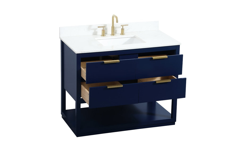 Elegant Furniture & Lighting - Larkin 42 inch Single bathroom vanity in blue with backsplash - VF19242BL-BS veiw 16