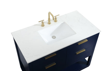 Elegant Furniture & Lighting - Larkin 42 inch Single bathroom vanity in blue - VF19242BL veiw 3