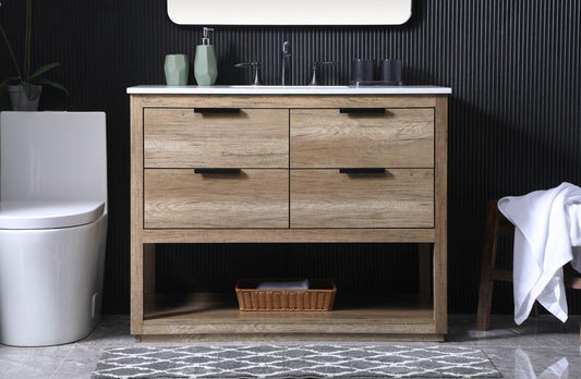 Elegant Furniture & Lighting - Larkin 42 Inch SIngle Bathroom Vanity In Natural Oak - VF19242NT veiw 2