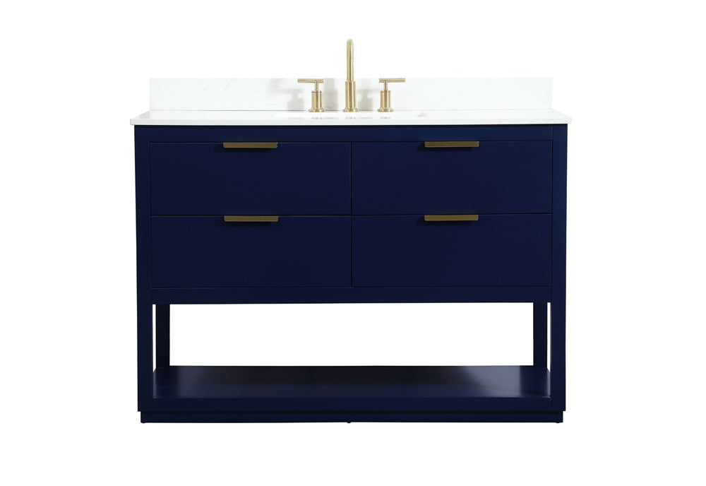 Elegant Furniture & Lighting - Larkin 48 inch Single bathroom vanity in blue with backsplash - VF19248BL-BS veiw 1