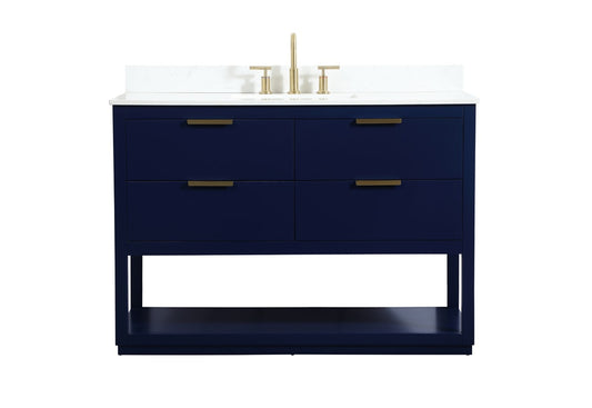 Elegant Furniture & Lighting - Larkin 48 inch Single bathroom vanity in blue with backsplash - VF19248BL-BS veiw 1