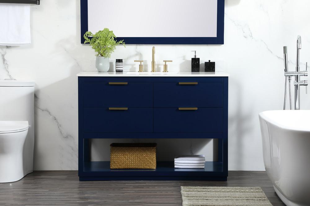 Elegant Furniture & Lighting - Larkin 48 inch Single bathroom vanity in blue with backsplash - VF19248BL-BS veiw 2