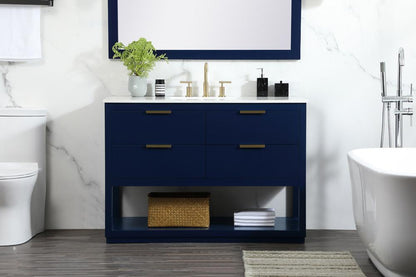 Elegant Furniture & Lighting - Larkin 48 inch Single bathroom vanity in blue with backsplash - VF19248BL-BS veiw 2