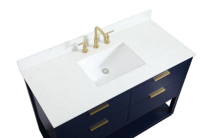 Elegant Furniture & Lighting - Larkin 48 inch Single bathroom vanity in blue with backsplash - VF19248BL-BS veiw 3