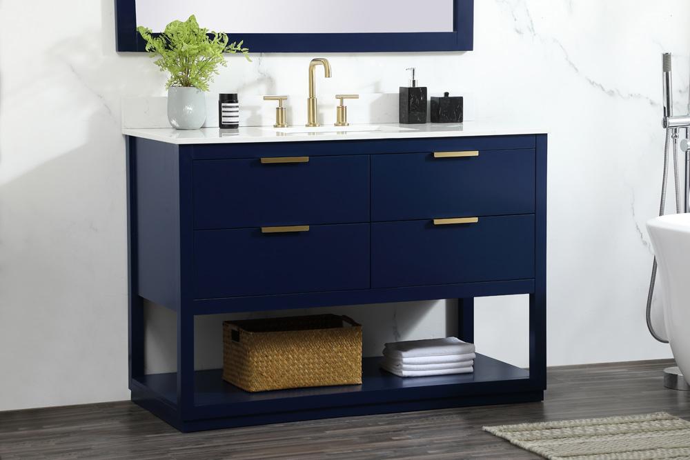 Elegant Furniture & Lighting - Larkin 48 inch Single bathroom vanity in blue with backsplash - VF19248BL-BS veiw 9