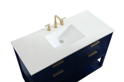 Elegant Furniture & Lighting - Larkin 48 inch Single bathroom vanity in blue - VF19248BL veiw 3