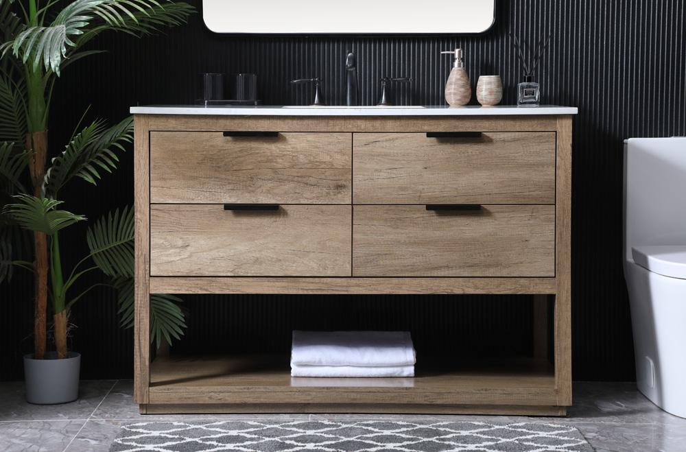Elegant Furniture & Lighting - Larkin 48 Inch SIngle Bathroom Vanity In Natural Oak - VF19248NT veiw 2