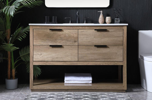 Elegant Furniture & Lighting - Larkin 48 Inch SIngle Bathroom Vanity In Natural Oak - VF19248NT veiw 2