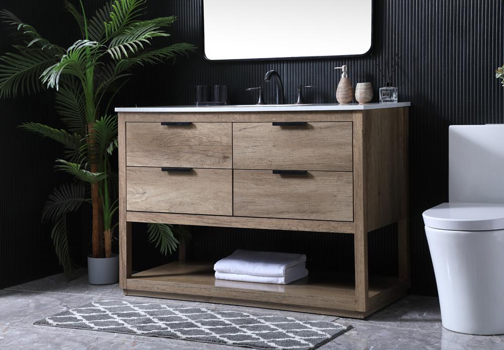 Elegant Furniture & Lighting - Larkin 48 Inch SIngle Bathroom Vanity In Natural Oak - VF19248NT veiw 3