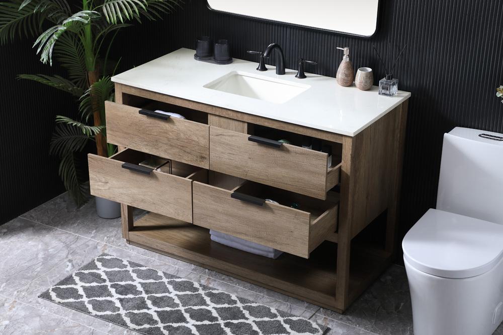 Elegant Furniture & Lighting - Larkin 48 Inch SIngle Bathroom Vanity In Natural Oak - VF19248NT veiw 4