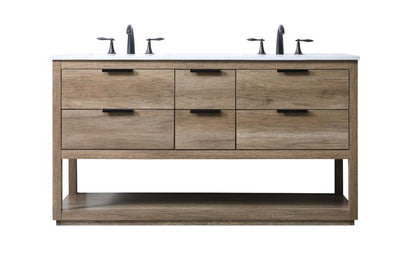 Elegant Furniture & Lighting - Larkin 60 Inch Double Bathroom Vanity In Natural Oak - VF19260DNT veiw 1