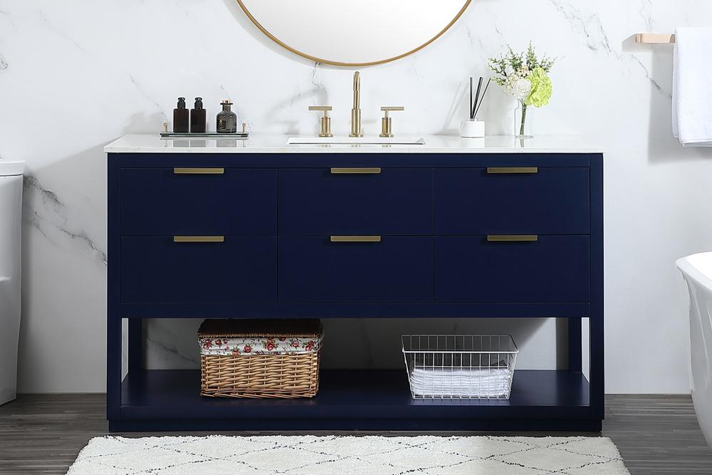 Elegant Furniture & Lighting - Larkin 60 inch Single bathroom vanity in blue - VF19260BL veiw 2